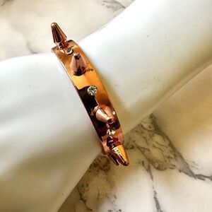 Rose gold tone spiky rhinestone cuff bracelet
